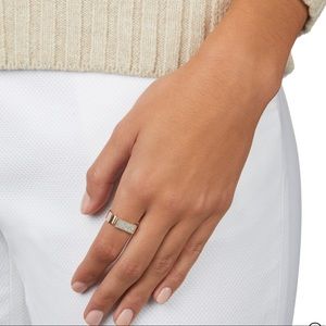 Monica Vinader RP Signature Wide Diamond 18ct Rose Gold Plated Vermeil Ring 4.25